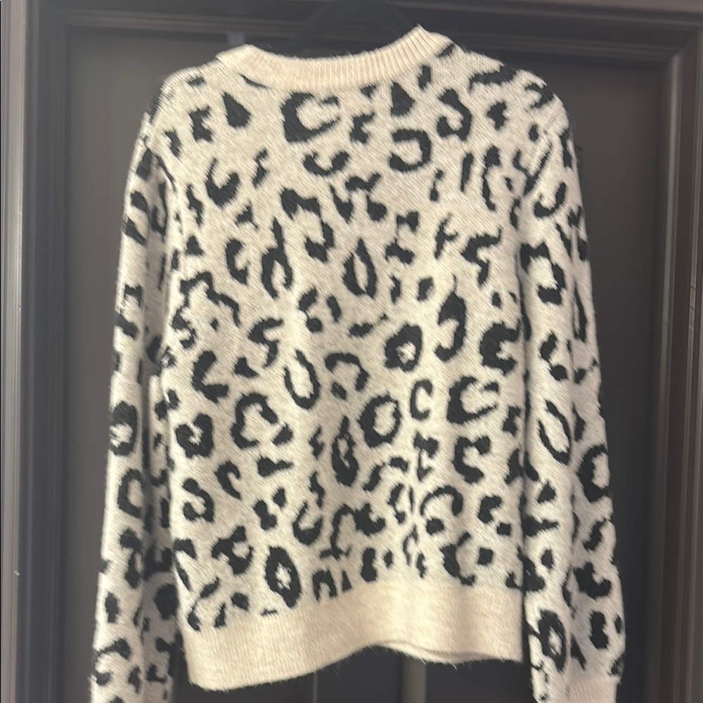 Karen Kane Cream and Black Leopard Print Sweater - Picture 3 of 5